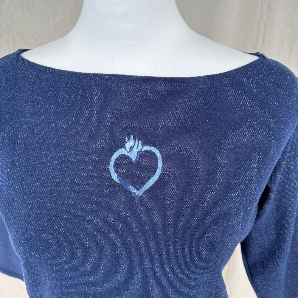 Vintage House of Blues Size M Blue Heart 3/4 length Sleeve Shirt - Picture 2 of 8